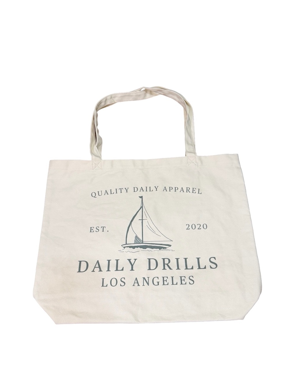 ⛵️Daily Drills Sailboat Tote Canvas Bag NIB Cream Oversized Beach Shopper 🤍